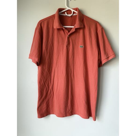 Vintage Lacoste Polo Shirt Mens Size XL 7 Orange Crocodile Cotton Logo - Picture 1 of 9
